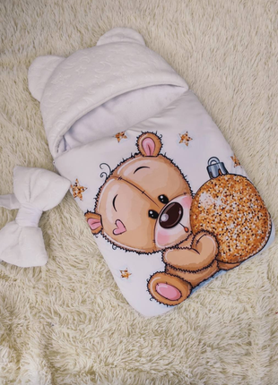 Конверт на виписку та для прогулянок демі, зима з вушками, різні забарвлення