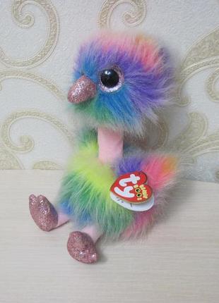 Яркая разноцветная радужная мягкая игрушка птица asha ty