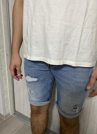 Джинсовые шорты с потертостями slim6 фото