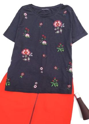 Marks & spencer темно-синяя футболка с вышивкой