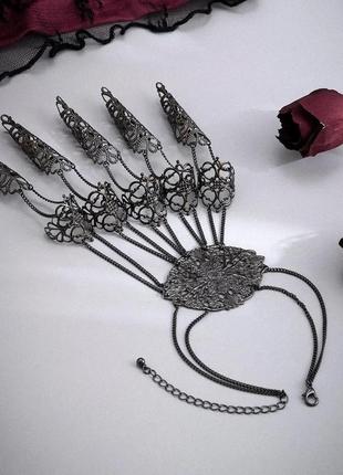 Браслет для пальцев, женские панк-кольца для ногтей с браслетом, танцевница живота, косплей, украшения для рук4 фото