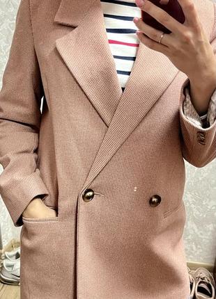 Пиджак кашемировый гусиная лапка розовый9 фото