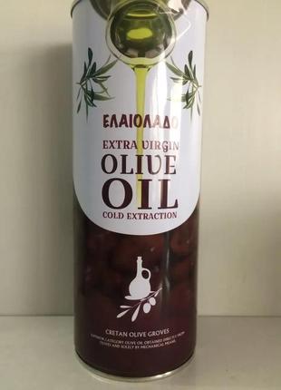 Оливковое масло рафинированное elaiolado extra virgin, 1 л, греция, для жарки,  в жестяной банке
