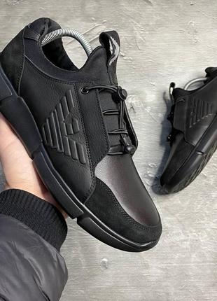 Кожаные мужские кроссовки TOP armani