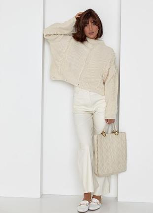 Жіночий светр oversize з бахромою9 фото