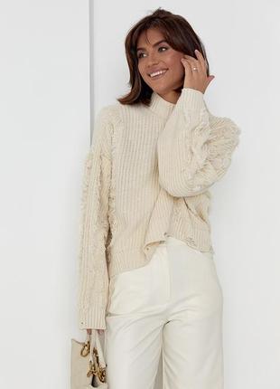 Жіночий светр oversize з бахромою4 фото