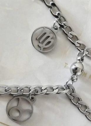 Парные браслеты с  магнитом  и знаком зодиака1 фото