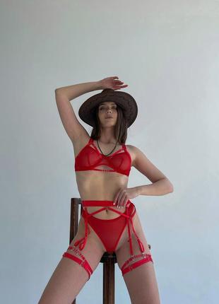 Роскошный комплект нижнего белья, красный комплект женского белья с поясом, сексуальное белье