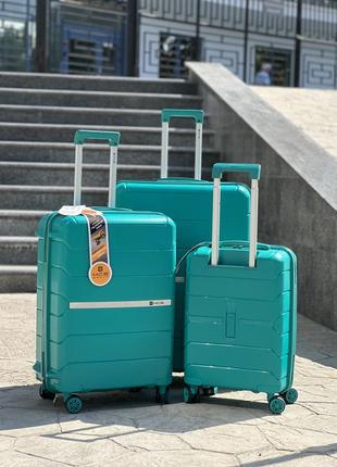 Якісна валіза з поліпропілен,модель 366  ,прорезиніна ,надійна ,колеса 360 ,кодовий замок ,туреччина3 фото