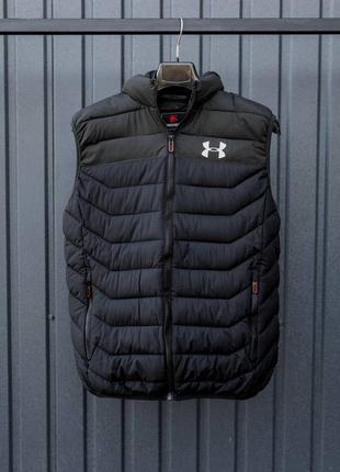 Мужская чёрная жилетка с капюшоном under armour чорна жилетка з капюшоном under armour10 фото