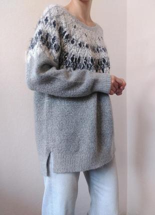 Серый свитер оверсайз джемпер серый пуловер реглан лонгслив кофта шерстяной свитер7 фото