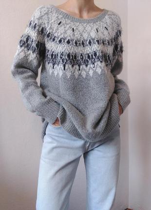 Серый свитер оверсайз джемпер серый пуловер реглан лонгслив кофта шерстяной свитер10 фото