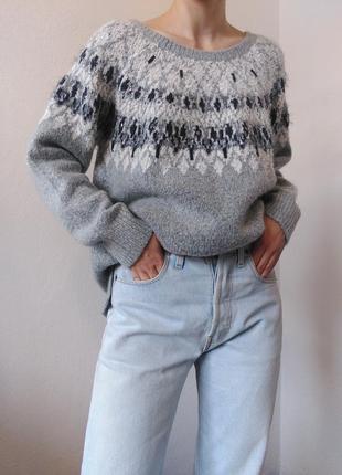 Серый свитер оверсайз джемпер серый пуловер реглан лонгслив кофта шерстяной свитер9 фото