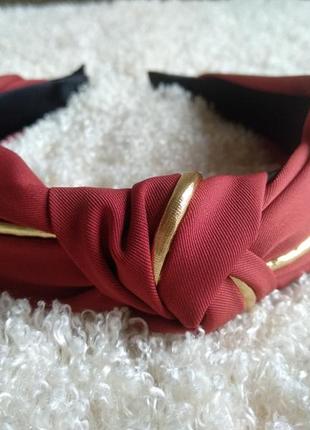 Обруч для волос ободок тюрбан чалма червоний з золотом