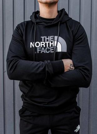 Осенний чёрный спортивный костюм комплект the north face с капюшоном чорний спортивний костюм the north face5 фото