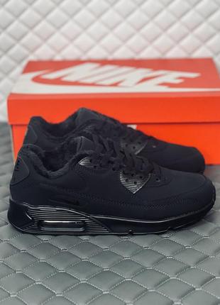 Чоловічі зимові кросівки на хутрі nike air max 90 кросовки найк аир макс 90 нубук