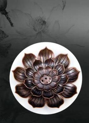 Металлическая подставка под ароматические конусы цветок лотоса 6 см4 фото