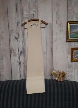 Сукня міді бежева по фігурі з відкритою спиною р s2 фото