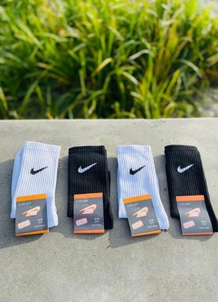 Высокие спортивные носочки nike, носки самые базовые белые/черные для тренировок, унисекс, женские/мужские2 фото