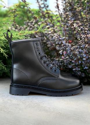 Чоботи зимові dr.martens 1460 mono black хутро❄