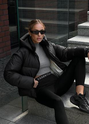 Куртка жилетка 2 в 1 курточка пуховик чорна