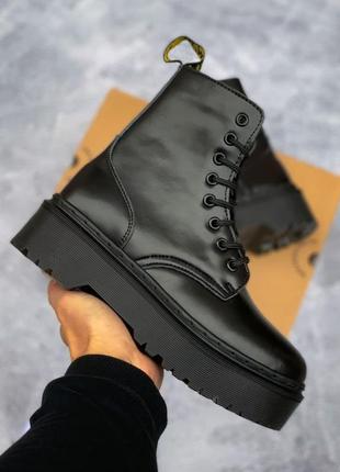 Чоботи зимові на платформі ❄ dr. martens jadon mono black хутро