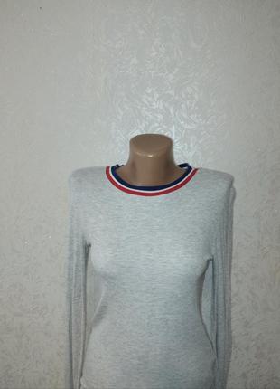 Женская серая футболка с длинным рукавом, лонгслив женский, реглан, свитшот