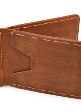 Модный и стильный кожаный зажим для денег ручной работы светло-коричневый rb-hold-001 tarwa