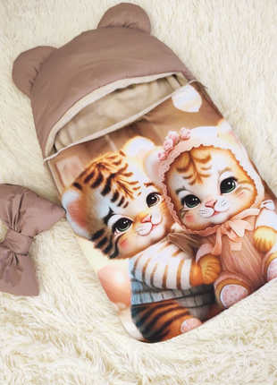 Конверт - спальник на выписку плащевка с ушками деми, зима, разные цвета