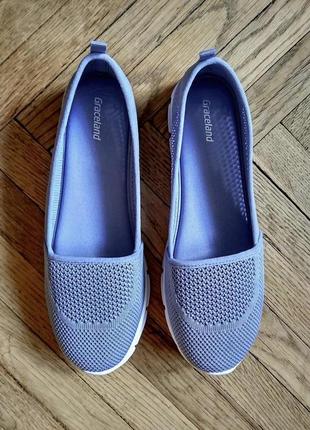 Слипоны graceland тапочки легкие туфли мокасины дышащие сеточка синие фиалковые