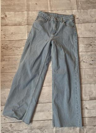 Джинси палаццо котон висока посадка кюлоти кльош джинсові штани прямі широкі брюки