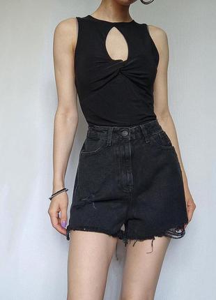Джинсовые графитовые шорты new look