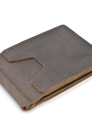 Модный и стильный кожаный зажим для денег ручной работы коричневый rcc-hold-001 tarwa