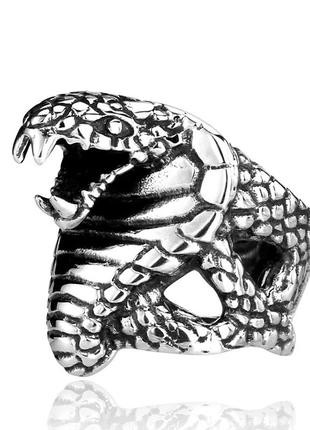 Кольцо в форме серебристой змеи с чернением перстень власти и смерти размер регулируемый