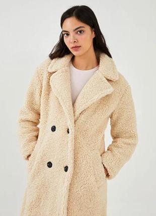 Женское пальто плюшевое бежевое lc waikiki размер 40 (l)