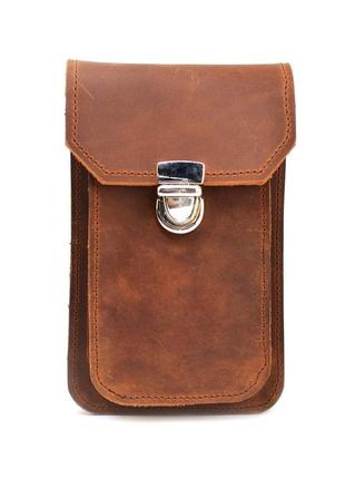 Стильная современная кожаная сумка чехол на пояс, цвет светло-коричневый tarwa rb-2091-3md3 фото