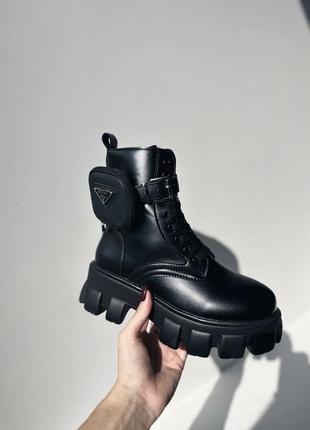 Ботинки женские демисезон черные boots black с ремешком и кармашком3 фото