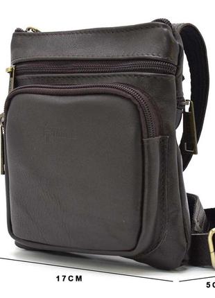 Удобная сумка через плечо мужская из кожи tarwa gc-1342-2-3md коричневая8 фото