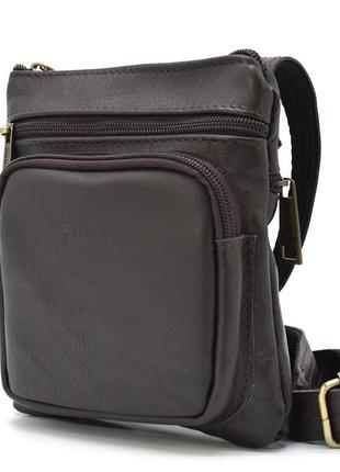 Удобная сумка через плечо мужская из кожи tarwa gc-1342-2-3md коричневая
