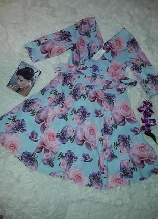 Елегантна сукня кльош з кишенями в квітковий принт 50-52 розміру!