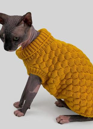 Шикарний в'язаний светр для котів шерсть бавовна1 фото