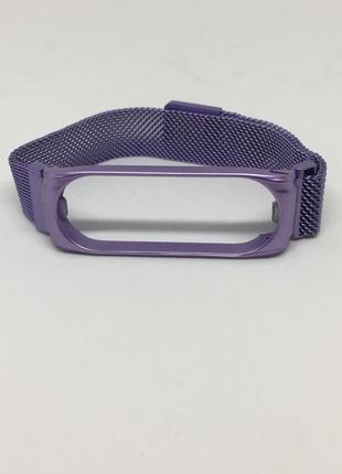Металлический ремешок mi band 3 mi band 4 на магните лиловый матовый ❤️😲очень красивый2 фото