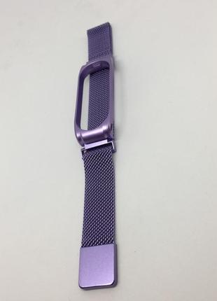 Металлический ремешок mi band 3 mi band 4 на магните лиловый матовый ❤️😲очень красивый3 фото