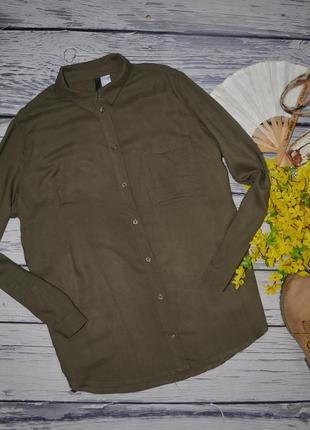 10/м/40 h&m фирменная натуральная женская оливковая рубашка блуза4 фото