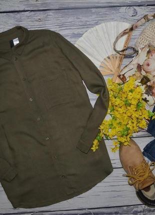 10/м/40 h&m фирменная натуральная женская оливковая рубашка блуза2 фото
