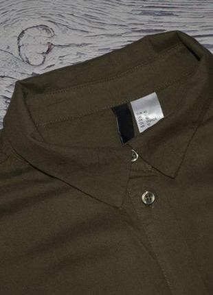 10/м/40 h&m фирменная натуральная женская оливковая рубашка блуза5 фото