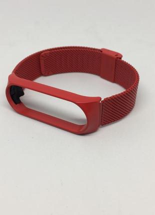 Металлический ремешок mi band 3 mi band 4 красный матовый ❤️2 фото