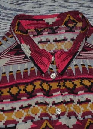 Xs - s h&m фирменная натуральная женская укороченная рубашка блуза орнамент8 фото