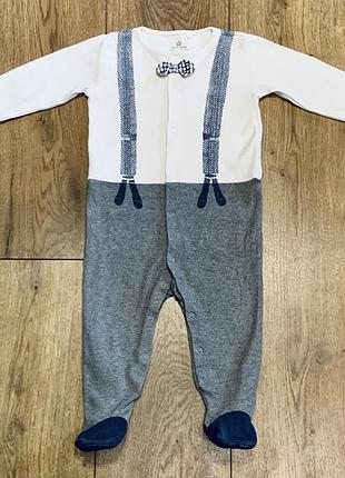 Нарядный торжественный праздничный комбинезон для мальчика с бабочкой на годик next (англия)