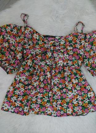 Блузка с коротким рукавом george цветочный принт размер 12 (l)3 фото